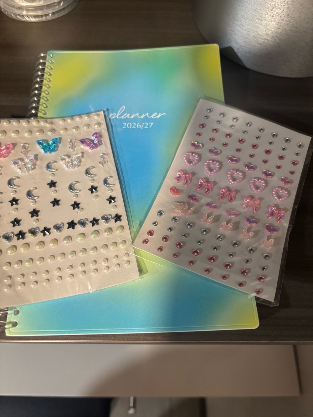 Planner & Pink/Blue Decorative Gem Sticker Set